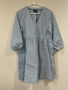 NWT United By Blue Impact Collection Womens Blue Tiered Long Sleeve Mini Dress